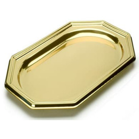 Plastic Platter Octogonal Shape Gold 46X30 cm (50 Units)