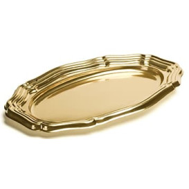 Plastic Platter Oval Shape Gold 40x27 cm (5 Units) 