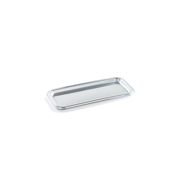 Plastic Platter Rectangular Shape Silver 35X16 cm (5 Units) 