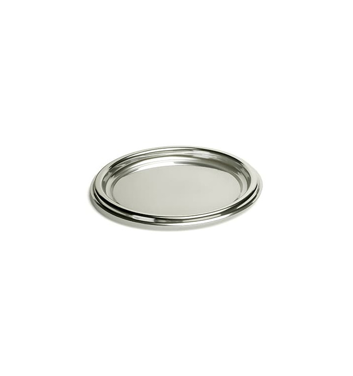 Plastic Tray Round Shape Silver 30 cm (50 Uds)