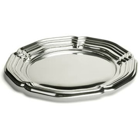 Plastic Tray Round Shape Silver 34 cm (50 Uds)