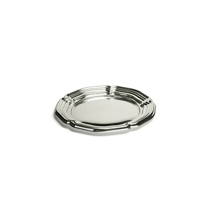 Plastic Tray Round Shape Silver 46 cm (50 Uds)