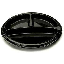 Plastic Plate Round Shape 3C Black 26 cm (250 Units)