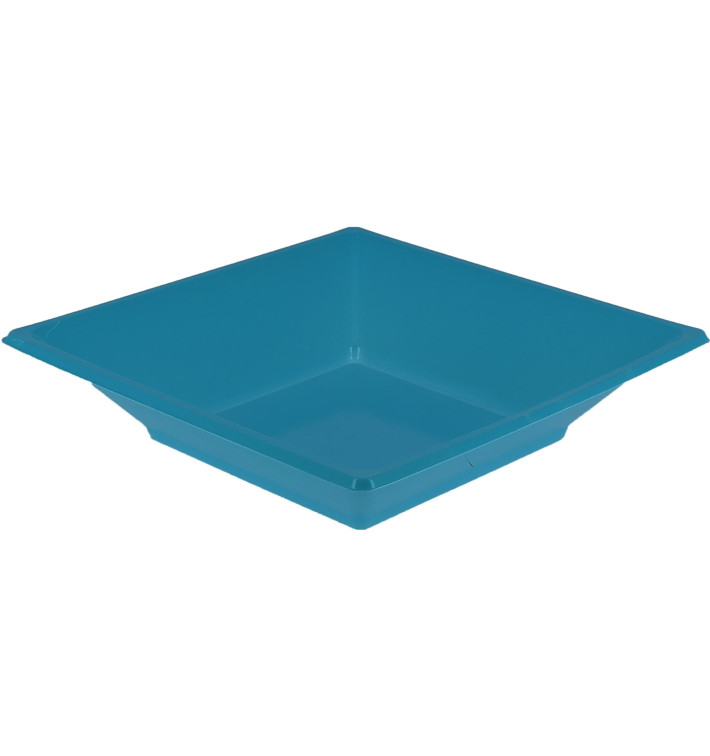 Plastic Plate Deep Square shape Turquoise 17 cm (5 Units) 