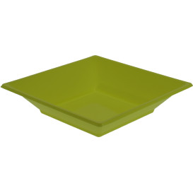 Plastic Plate Deep Square shape Pistachio Green 17 cm (5 Units) 