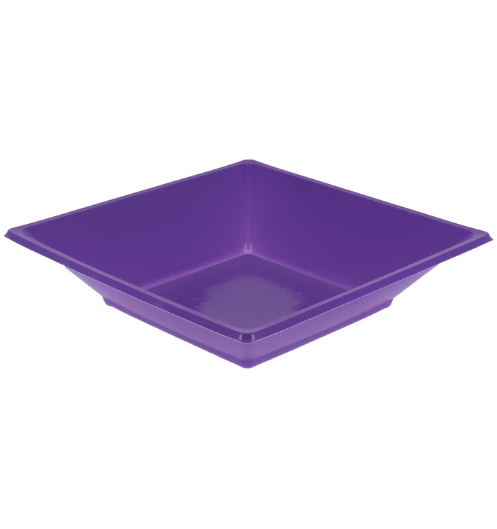 Plastic Plate Deep Square shape Lilac 17 cm (5 Units) 