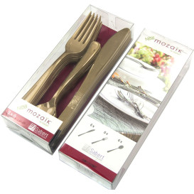 Cutlery Kit Fork, Knife y Spoon Gold Metallized (10 kits)