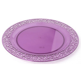 Plastic Plate Round shape "Lace" Eggplant 19cm (88 Units)