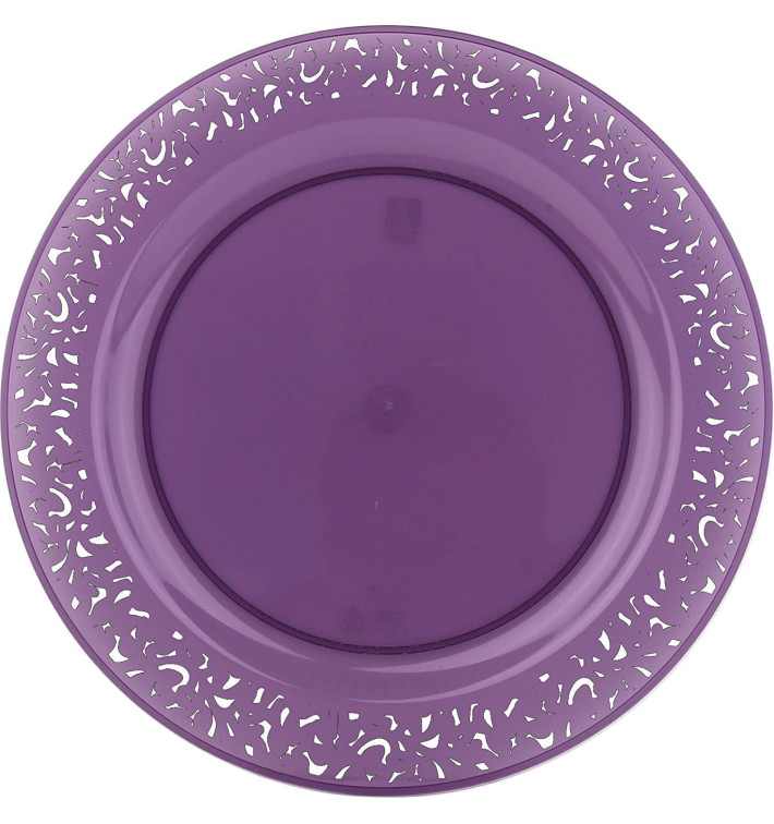 Plastic Plate Round shape "Lace" Eggplant 23cm (88 Units)