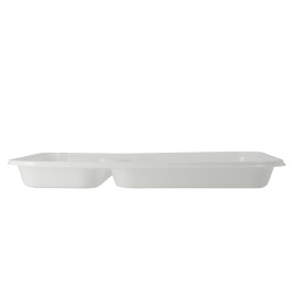 Plastic Compartment Tray White 2C 27x18cm (50 Units) 