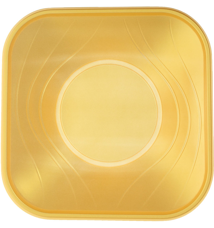 Plastic Bowl PP Square shape "X-Table" Gold 18x18cm (8 Units) 