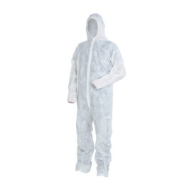 Disposable Plastic Coverall "TST" PP Hood Hook-and-loop fastener Size XXL White (50 Units)