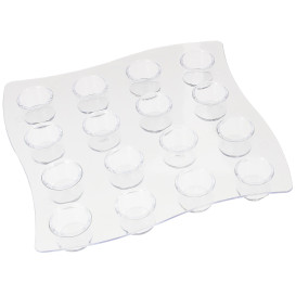 Plastic Serving Cup Carrier 16 Vial Slots PS Clear 15,5x15,5x1,6cm (96 Units)