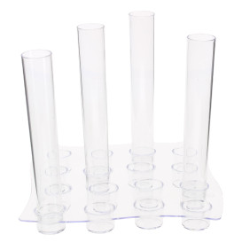 Plastic Serving Cup Carrier 16 Vial Slots PS Clear 15,5x15,5x1,6cm (96 Units)