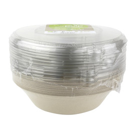 Sugarcane Bowl with Lid 1000ml Ø21x6cm (15 Units) 