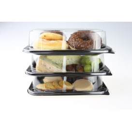 Plastic Tray Black with Lid PET 24x17cm (25 Units) 