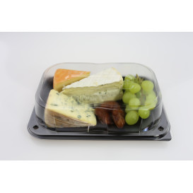 Plastic Tray Black with Lid PET 24x17cm (25 Units) 