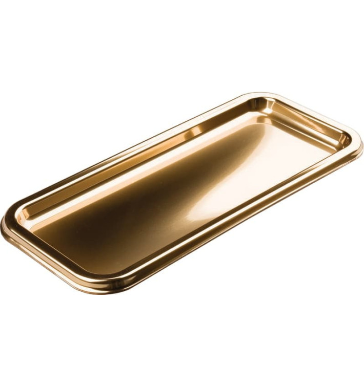 Plastic Tray Rectangular Shape Gold 35x16cm (50 Uds)