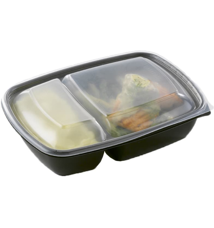 Plastic Deli Container PP 2C Black 900ml 23x16,5x5cm (75 Units)