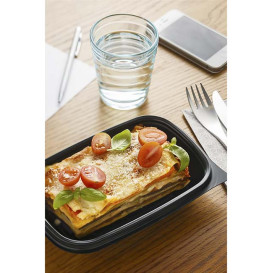 Plastic Deli Container PP Black 375ml 20x13x4cm (50 Units) 