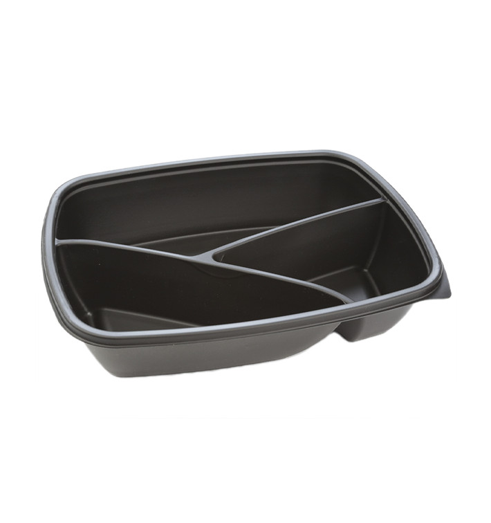 Plastic Deli Container PP 3C Black 900ml 23x17x5cm (75 Units)  