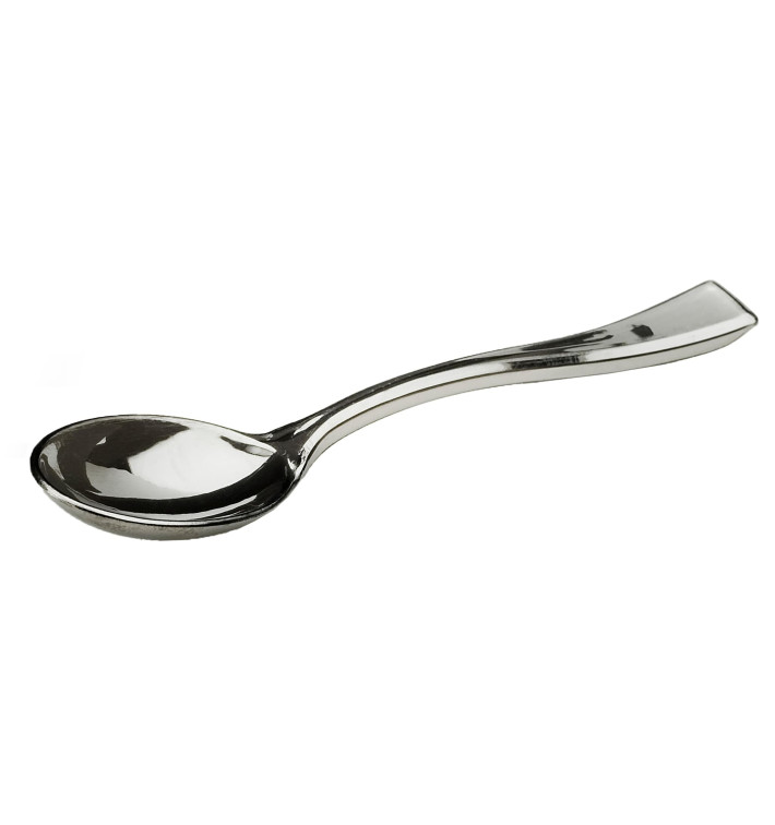 Plastic Teaspoon Metallized 10cm (100 Units)  