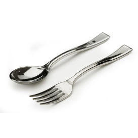 Plastic Teaspoon Metallized 10cm (100 Units)  