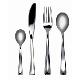 Plastic Spoon Metallized 17,5cm (10 Units)