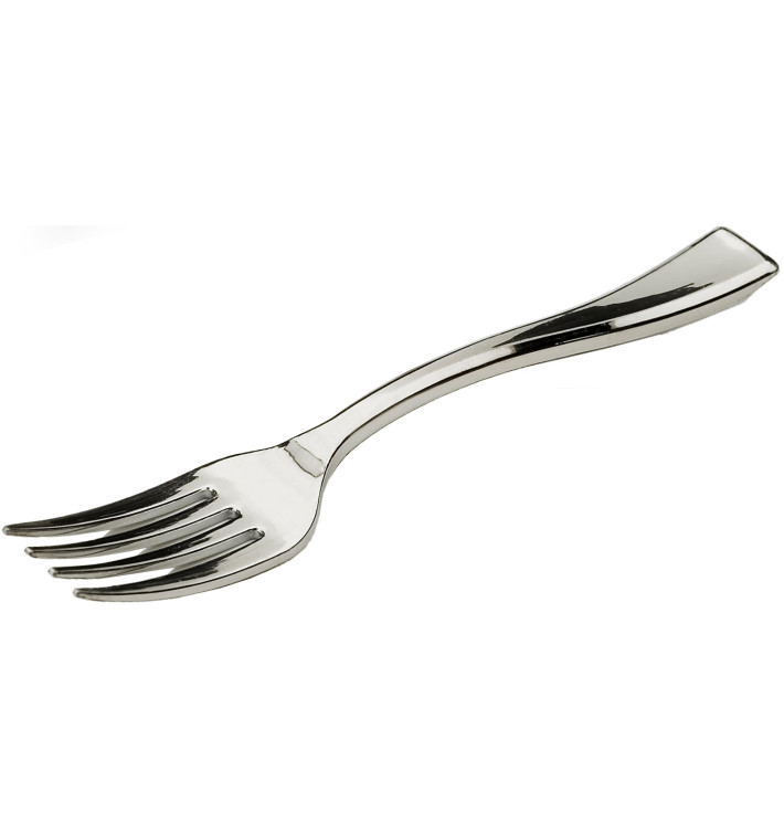 Plastic Mini Fork Metallized 10cm (50 Units) 