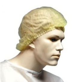 Disposable Bouffant Cap Accordion PP Yellow 2 Gums Ø53cm (100 Units)  