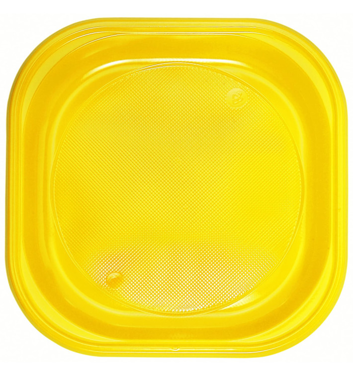 Plastic Plate PS Square shape Yellow Ø20x20 cm (720 Units)