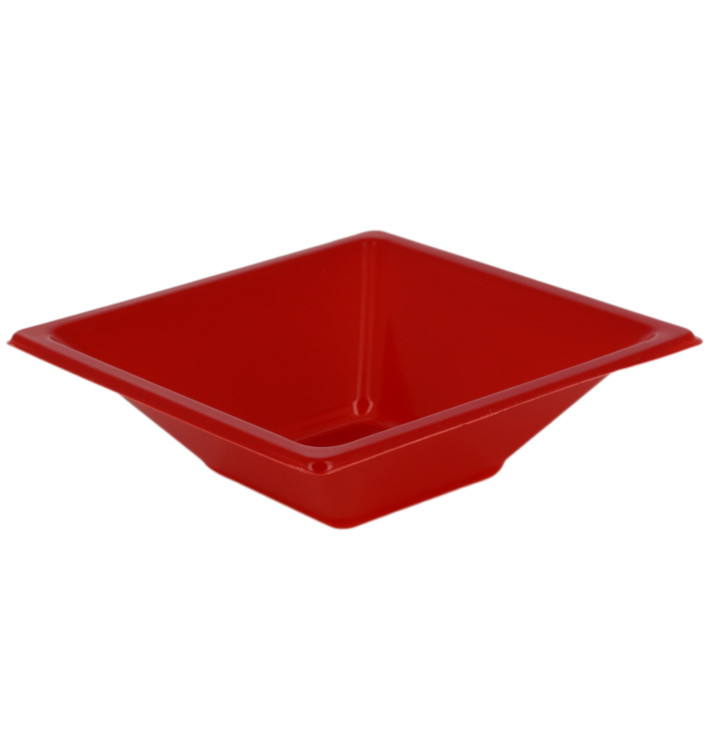 Plastic Bowl PS Square shape Red 12x12cm (1500 Units)