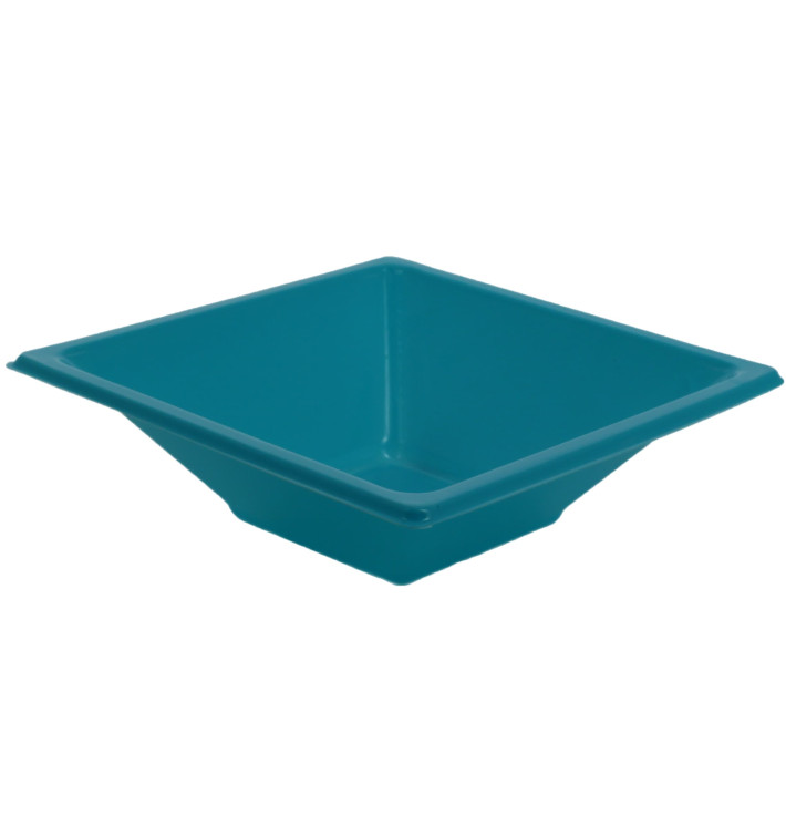 Plastic Bowl PS Square shape Turquoise 12x12cm (25 Units) 