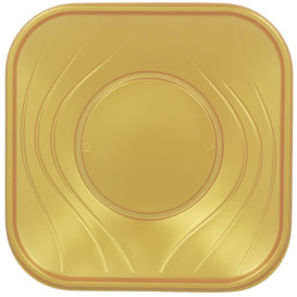 Plastic Plate PP "X-Table" Square shape Gold 18 cm (8 Units) 