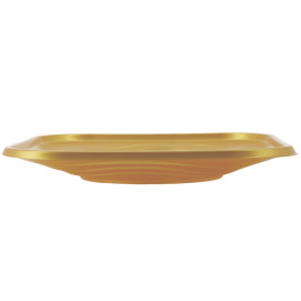 Plastic Plate PP "X-Table" Square shape Gold 18 cm (8 Units) 