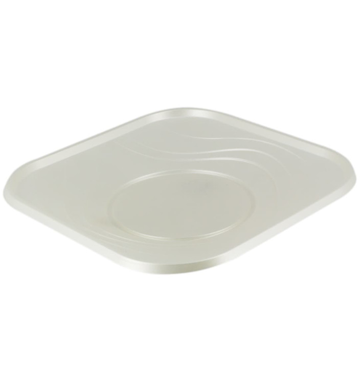 Plastic Plate PP "X-Table" Square shape Pearl 18 cm (8 Units) 