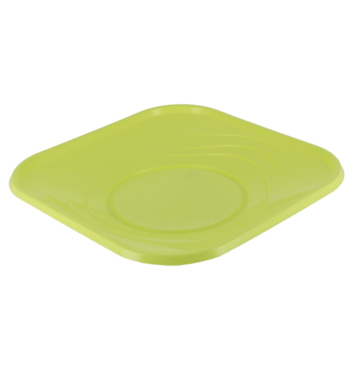 Plastic Plate PP "X-Table" Square shape Lime 18 cm (8 Units) 