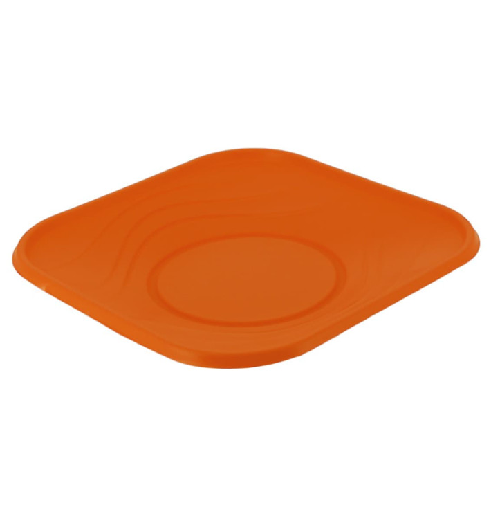 Plastic Plate PP "X-Table" Square shape Orange 18 cm (120 Units)