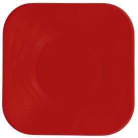 Plastic Plate PP "X-Table" Square shape Red 18 cm (120 Units)