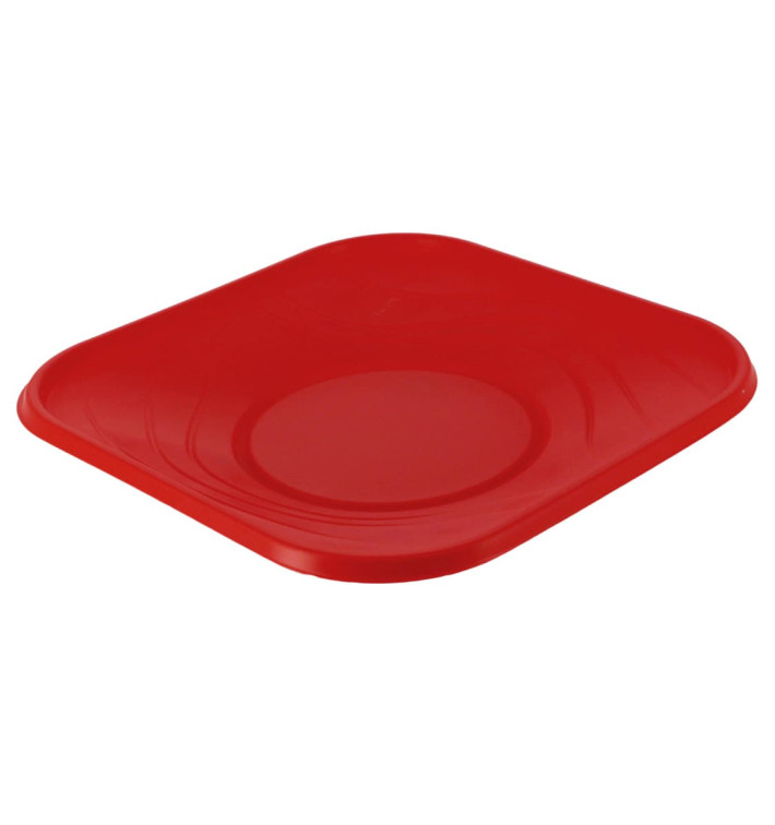 Plastic Plate PP "X-Table" Square shape Red 18 cm (120 Units)