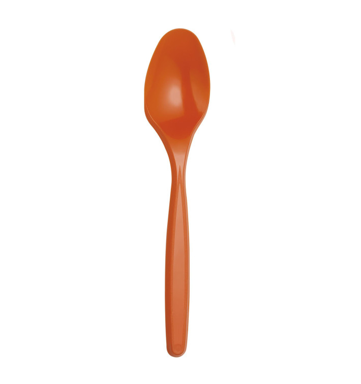 Plastic Teaspoon PS PS Orange 12cm (40 Units) 