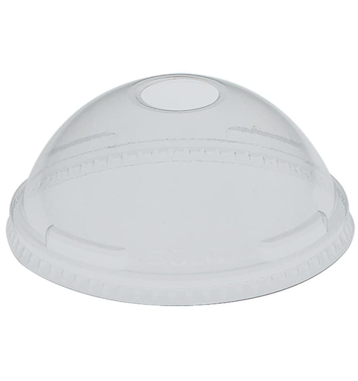 Plastic Dome Lid with Hole PET Crystal Ø9,2cm (100 Units)