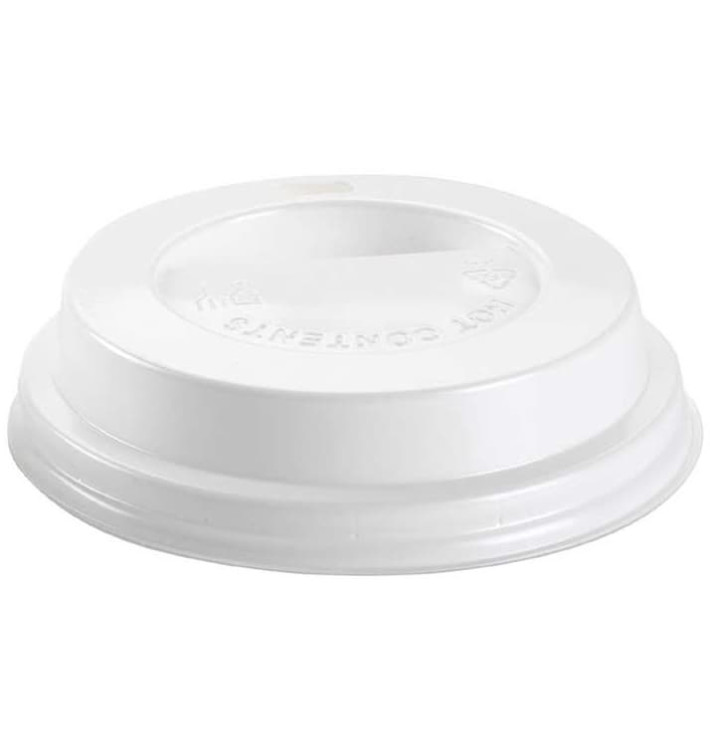 Plastic Lid with Hole PS White Ø8,0cm (100 Units)