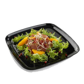 Plastic Tray Square Shape Hard Black 27x27 cm (25 Uds)