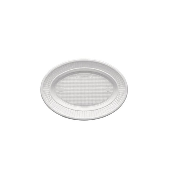 Plastic Plate PS Oval shape Flat White (1000 Units)