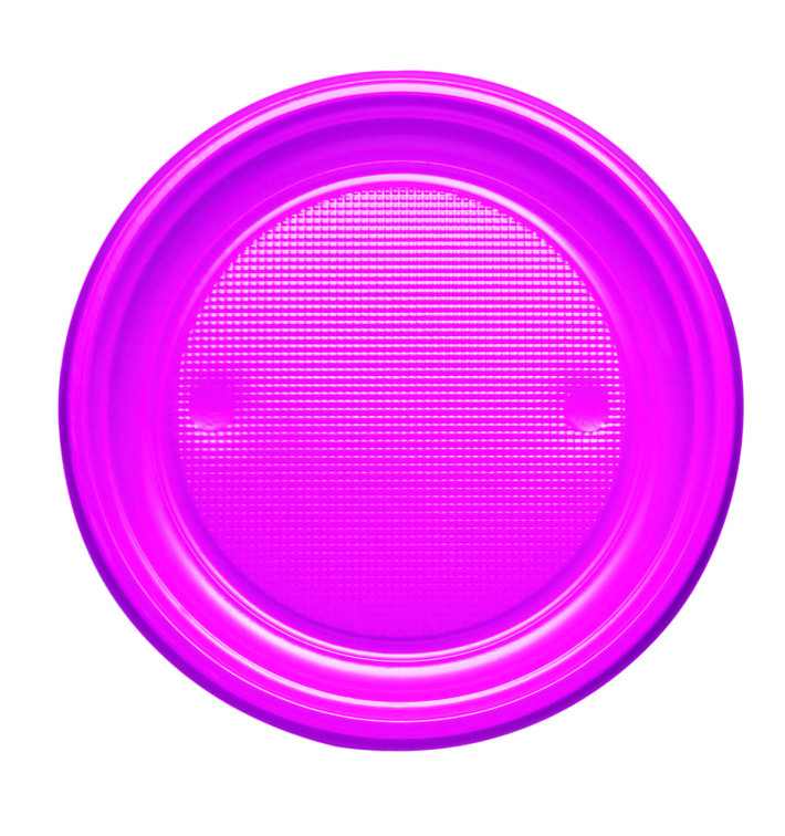 Plastic Plate PS Flat Fuchsia Ø17 cm (50 Units) 