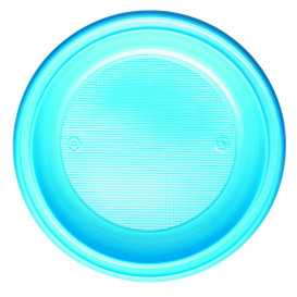 Plastic Plate PS Deep Light Blue Ø22 cm (30 Units) 