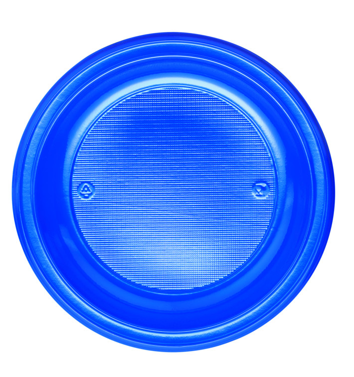 Plastic Plate PS Flat Dark Blue Ø22 cm (30 Units) 