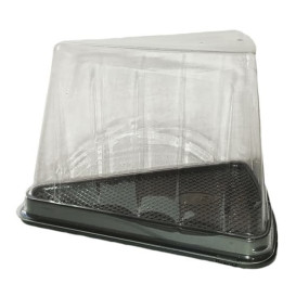 Plastic Cake Slice Container Clear Black Base (300 Units)