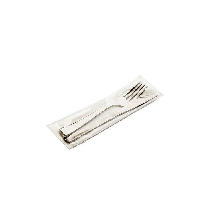 Plastic Cutlery kit PS Metallized Fork, Knife and Napkin (30 Units)